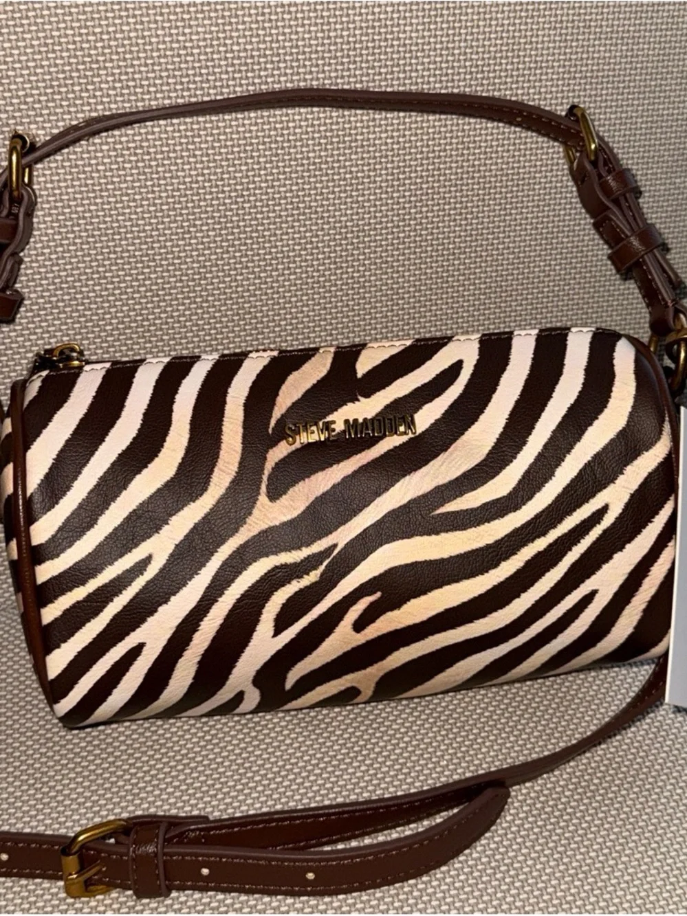 Steve Madden Zebra Print Bag Y2K Shoulder Bag Brown Animal Print Crossbody NWT